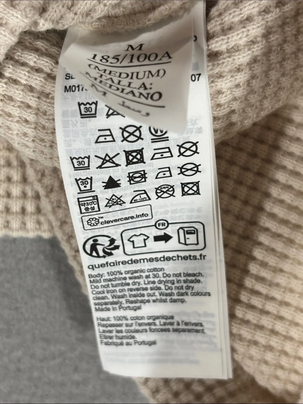 AllSaints Men’s Smoke White Waffle Crewneck Sweater M